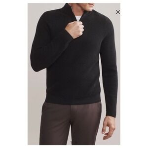 RHONE Black Waffle Knit Quarter Zip Wool Cashmere Sweater Men's XXL
